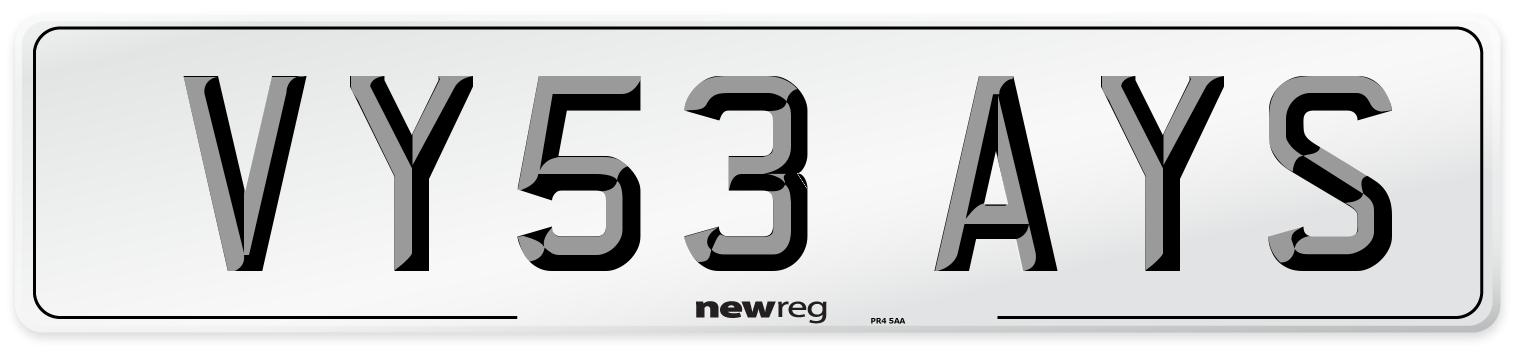 VY53 AYS Number Plate from New Reg